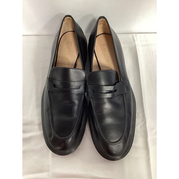 Stuart Weitzman 'Ultralug' Black Leather Penny Loafer Size 11B - Picture 2 of 5